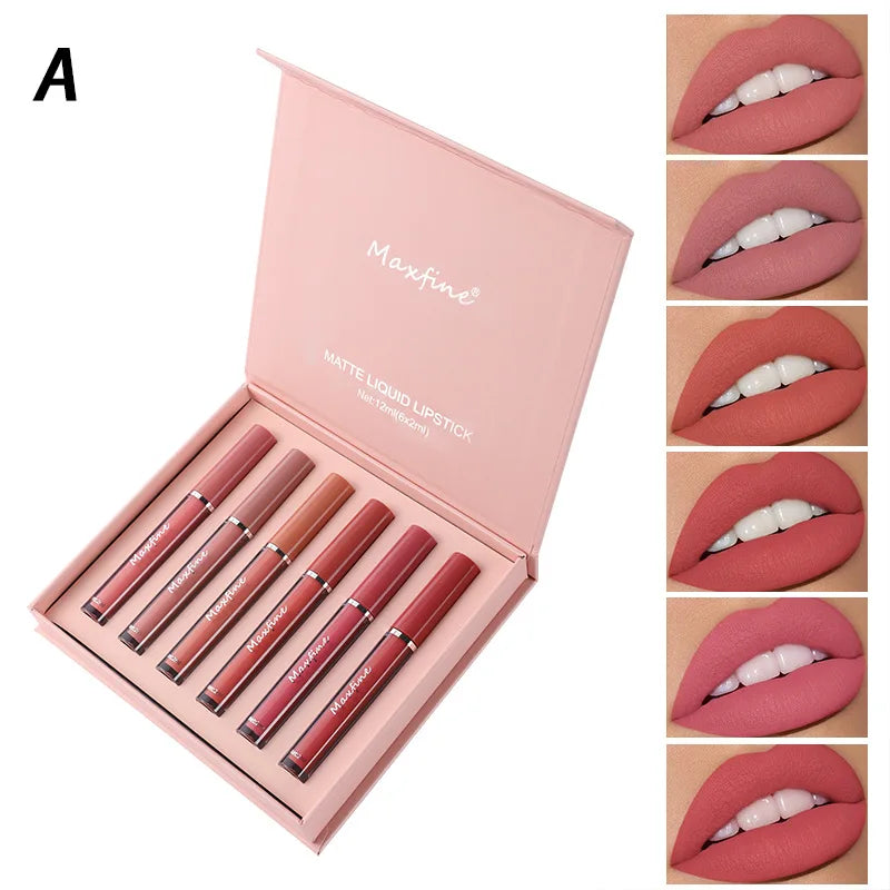 Set 6 Labiales Mate – Larga Duración, Waterproof y Sin Transferencia