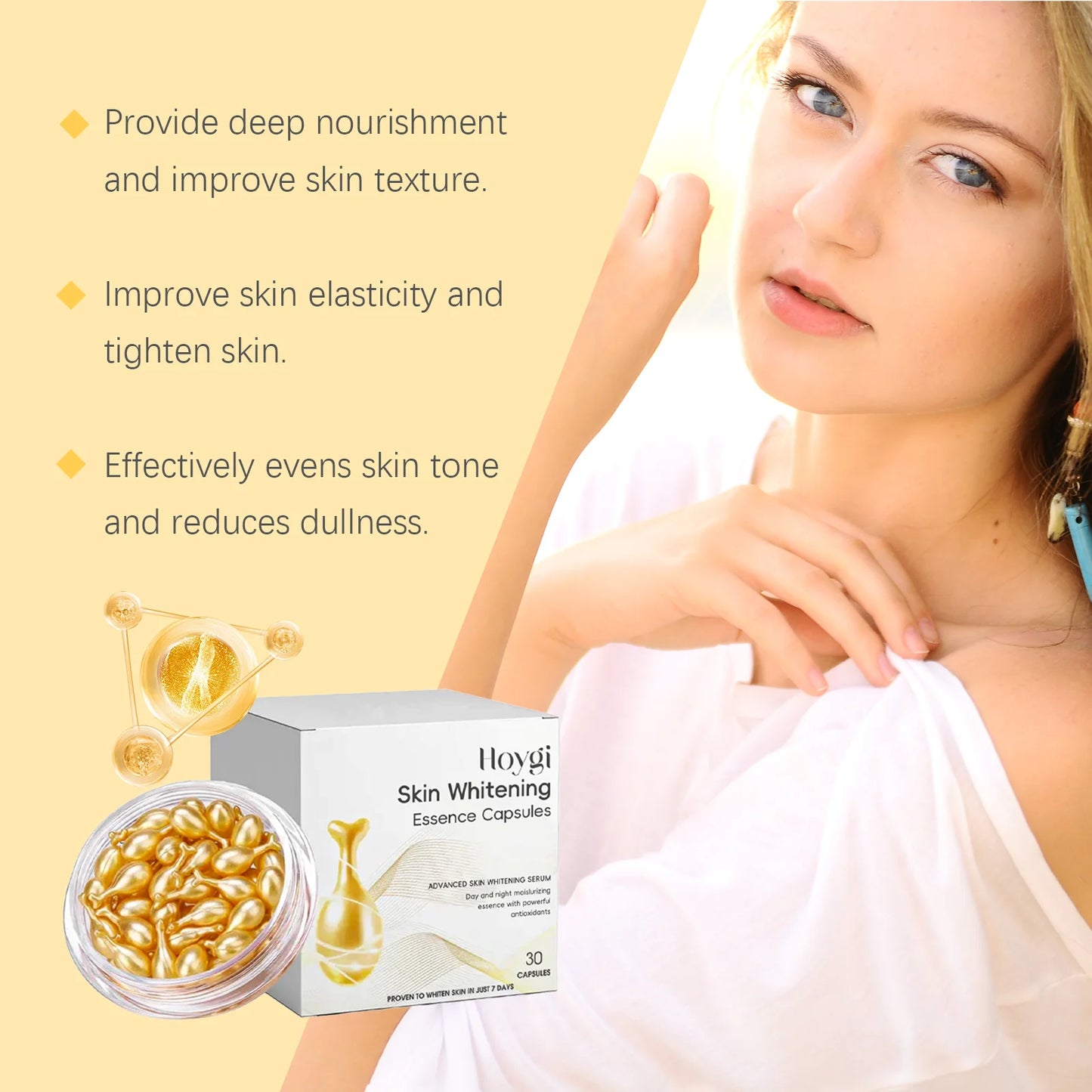 30 capsulas iluminadoras con vitamina E ¡Hidratantes, blanqueadoras y reafirmantes!